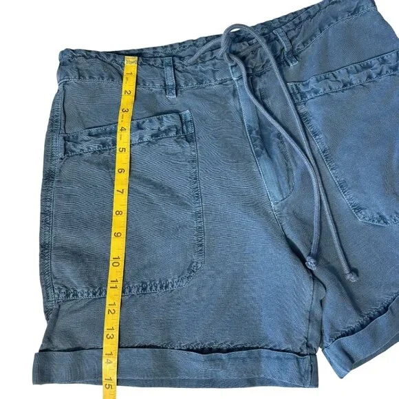 Sundance Sea Level Blue Casual Drawstring Shorts Size M Cotton-Linen Blend - Picture 6 of 8